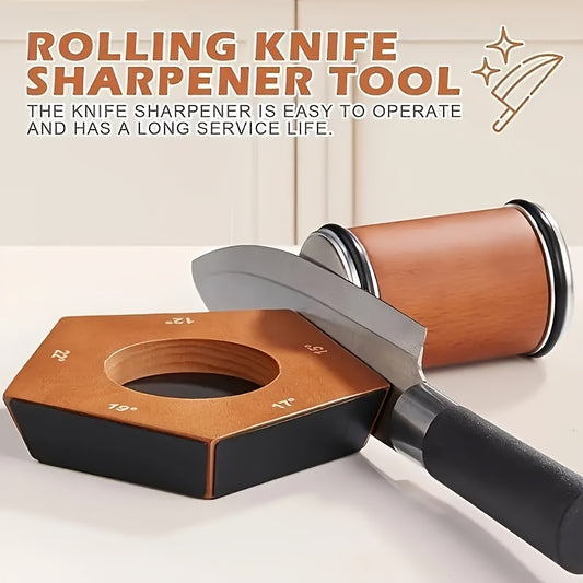 Rolling Knife Sharpener Kit 5 Magnetic Angles 12 Degrees, 15 Degrees, 17 Degrees, 19 Degrees, 22 Degrees. Professional Rolling Knife Sharpening Tool Perfect for Kitchen, Chef, Pocket & Serrated Knives