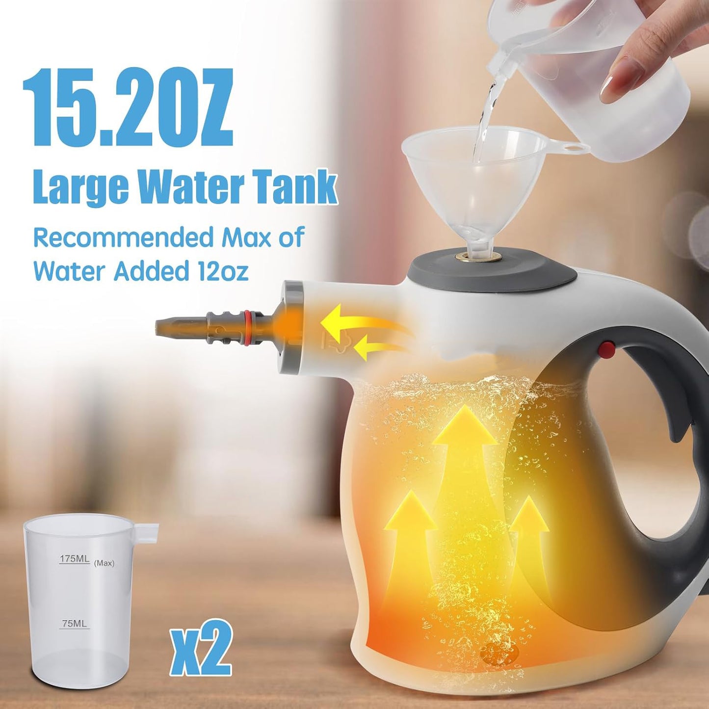Powerful Handheld Steam Cleaner - 500ml Tank, 12 Accessories for Deep Cleaning All Surfaces - Perfect for Kitchen, Bathroom, and Car!