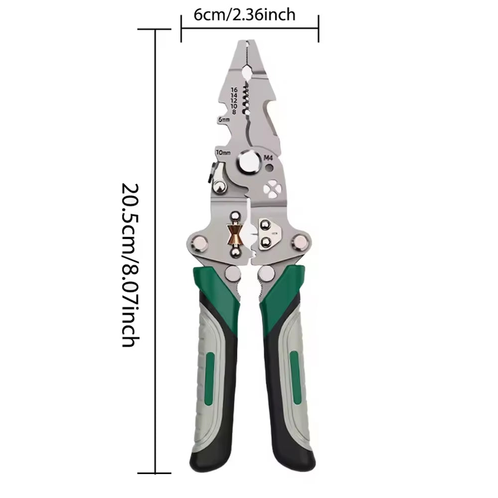 18 in 1 Foldable Wire Stripper with Pulley Design Multi-Function Electrician Tool for Wire Splitting Winding Crimping Cutting