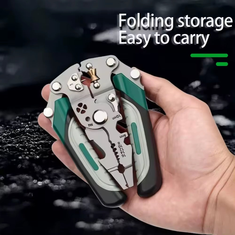 18 in 1 Foldable Wire Stripper with Pulley Design Multi-Function Electrician Tool for Wire Splitting Winding Crimping Cutting