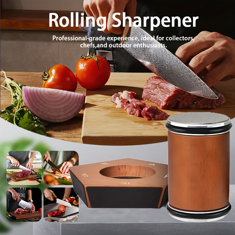 Rolling Knife Sharpener Kit 5 Magnetic Angles 12 Degrees, 15 Degrees, 17 Degrees, 19 Degrees, 22 Degrees. Professional Rolling Knife Sharpening Tool Perfect for Kitchen, Chef, Pocket & Serrated Knives
