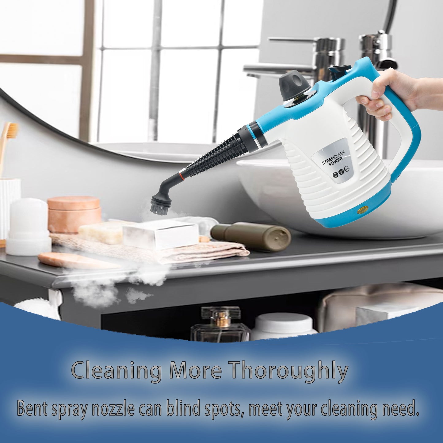 Handheld Steam Cleaner, 1050W Steamer for Cleaning with 9 Pcs Accessories, for Kitchen Sofa Bathroom Car Window