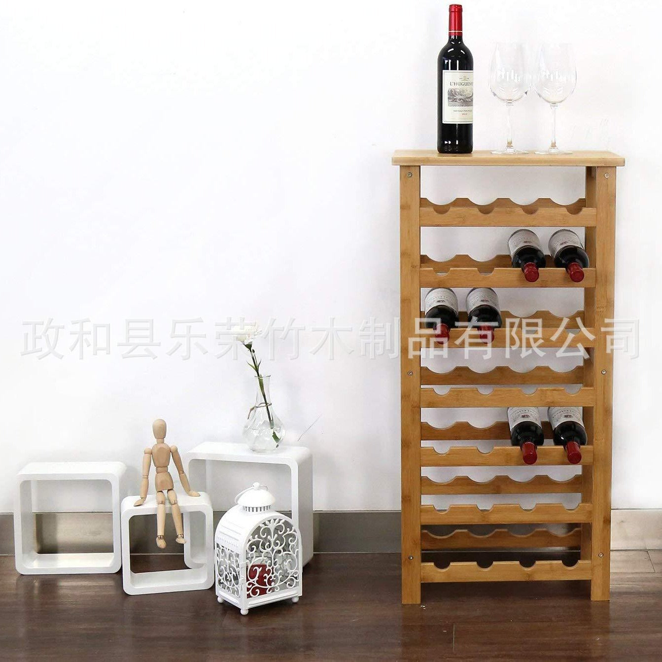 Red Wine Cabinet Display Rack Wall-Mounted Small Red Wine Bottle Rack Bamboo Wine Rack Red Wine Table Simple Wine Rack