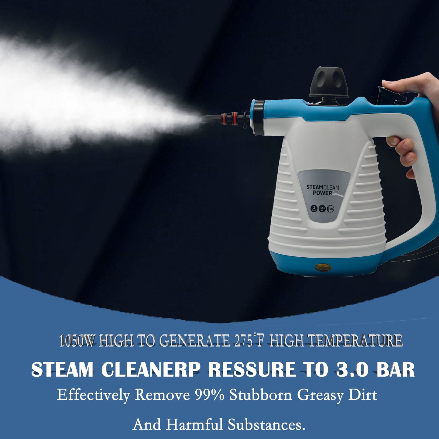 Handheld Steam Cleaner, 1050W Steamer for Cleaning with 9 Pcs Accessories, for Kitchen Sofa Bathroom Car Window