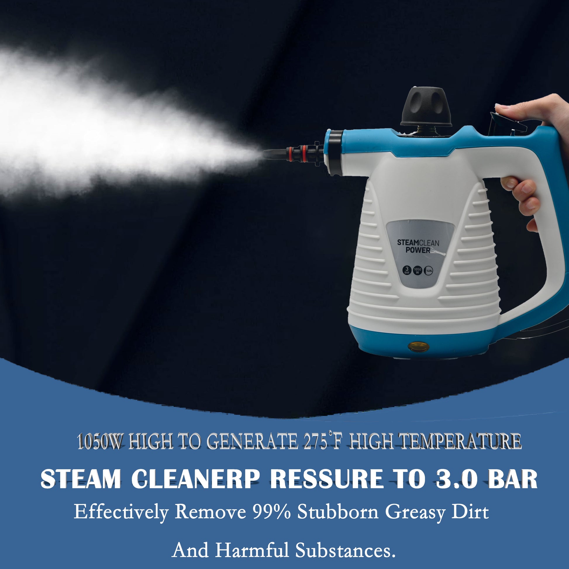 Handheld Steam Cleaner, 1050W Steamer for Cleaning with 9 Pcs Accessories, for Kitchen Sofa Bathroom Car Window