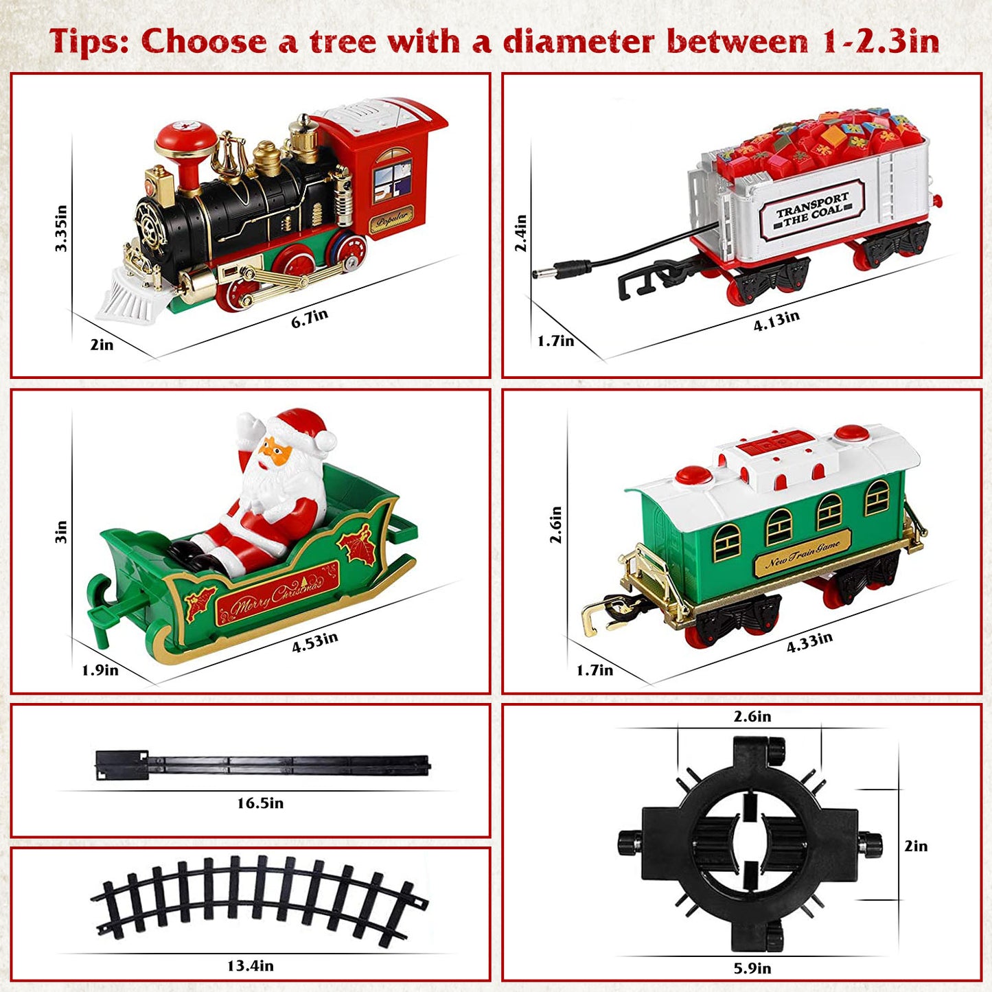 Electric Train Set Kid Toy Xmas Steam Train Kit Tree Surround Track Battery Operated with Sound Light Santa Claus Christmas Gift