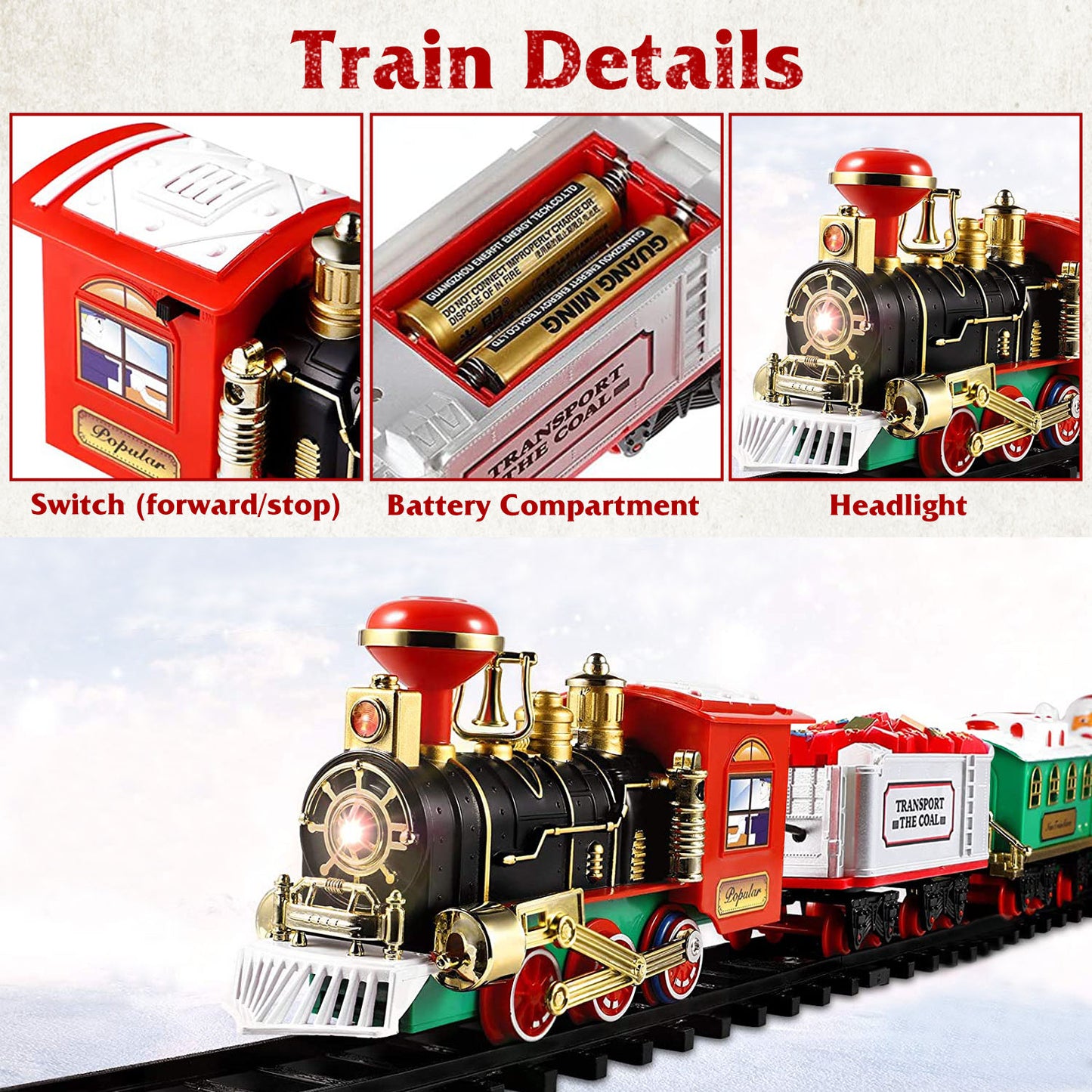 Electric Train Set Kid Toy Xmas Steam Train Kit Tree Surround Track Battery Operated with Sound Light Santa Claus Christmas Gift