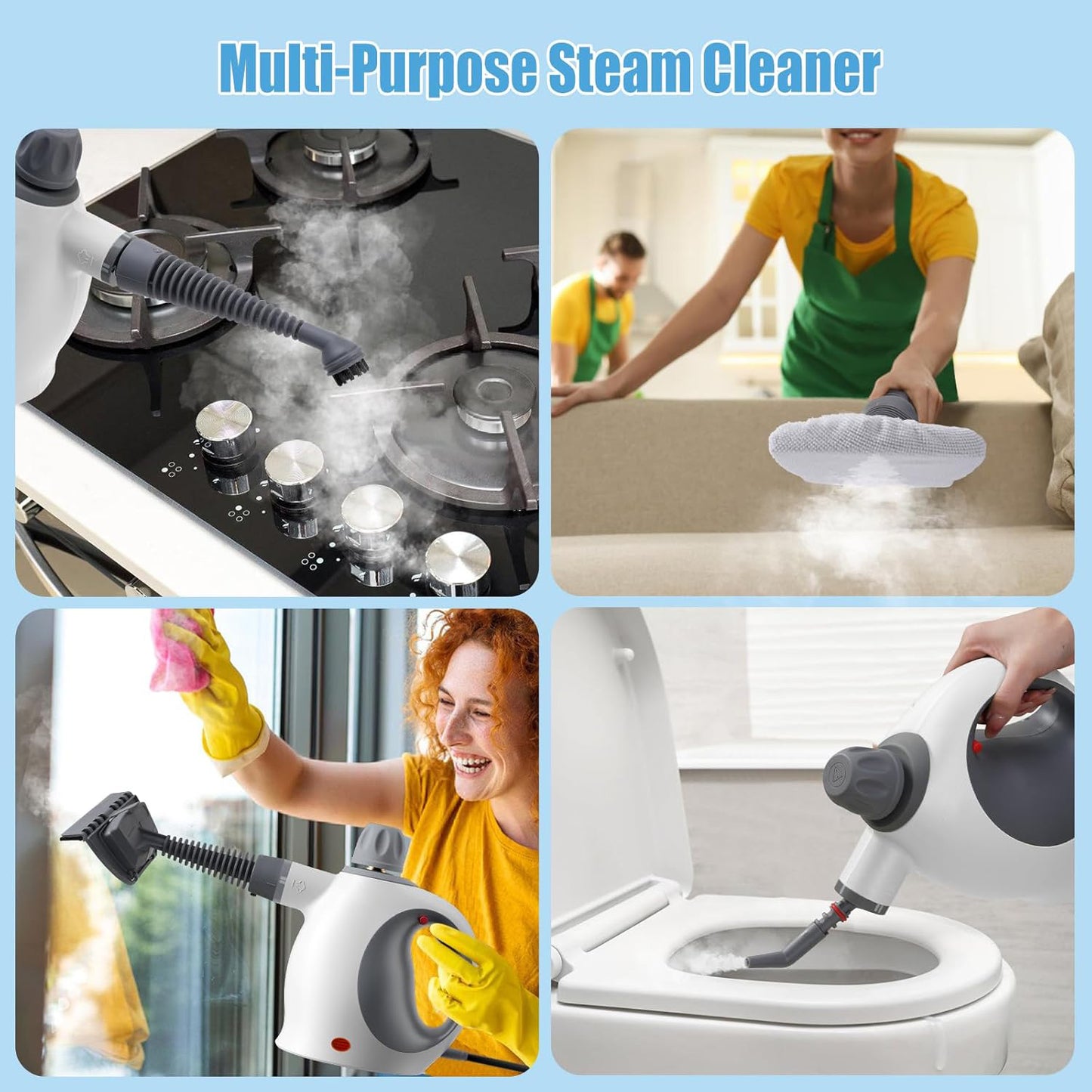 Powerful Handheld Steam Cleaner - 500ml Tank, 12 Accessories for Deep Cleaning All Surfaces - Perfect for Kitchen, Bathroom, and Car!