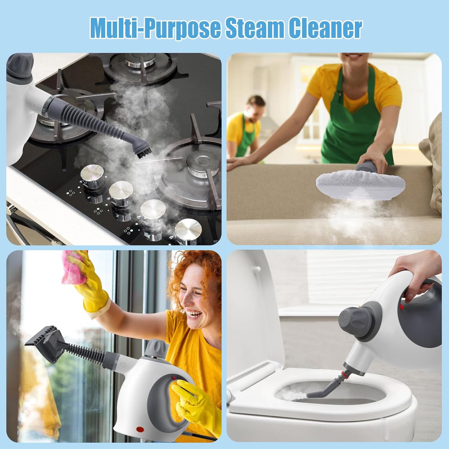 Powerful Handheld Steam Cleaner - 500ml Tank, 12 Accessories for Deep Cleaning All Surfaces - Perfect for Kitchen, Bathroom, and Car!