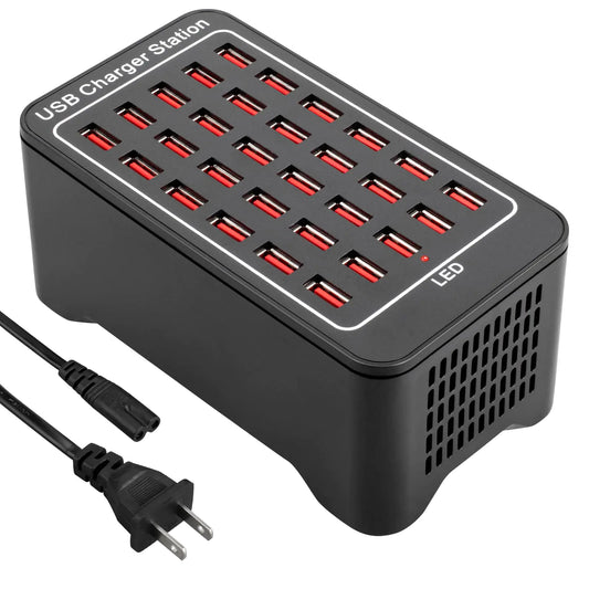 USB Charging Station 30-Port 150 watt (30 A) Charging Station for Multiple Device Multi USB Charging Station for Hotels Shops Schools and Travel