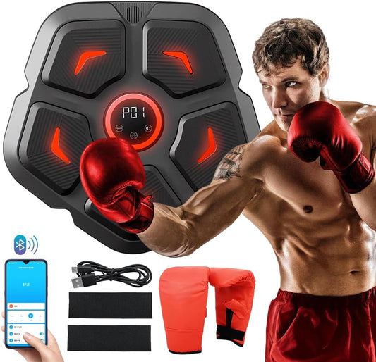 DEMPOWER Music Boxing Machine, Smart Music Boxing Machine with Boxing Gloves, Wall Mounted LED Light Punching Machine, Bluetooth Connected 9 Speed & Mode Adjustment, for Adults and Kids Home Workout