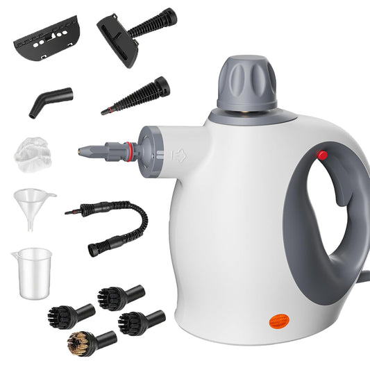 Powerful Handheld Steam Cleaner - 500ml Tank, 12 Accessories for Deep Cleaning All Surfaces - Perfect for Kitchen, Bathroom, and Car!