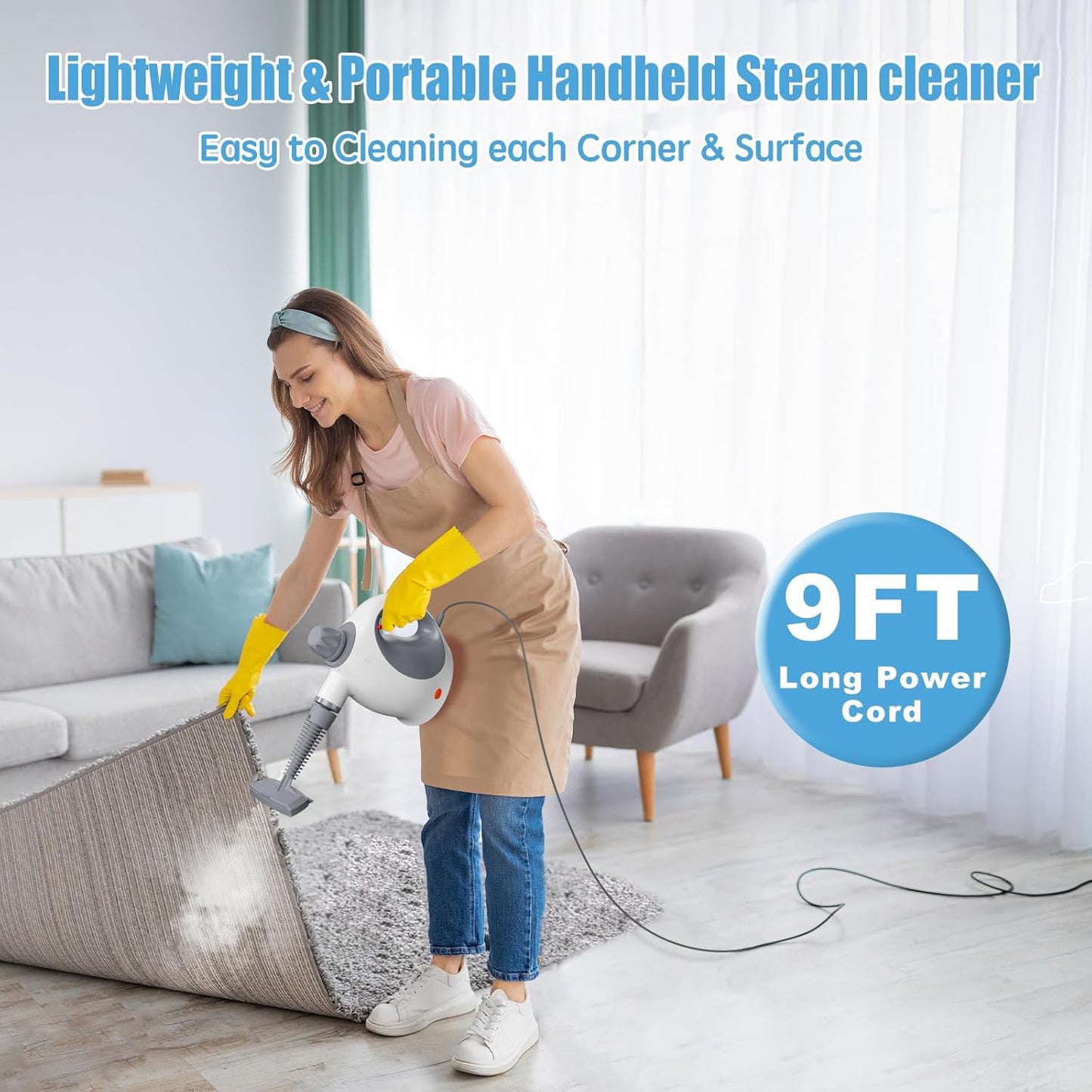 Powerful Handheld Steam Cleaner - 500ml Tank, 12 Accessories for Deep Cleaning All Surfaces - Perfect for Kitchen, Bathroom, and Car!