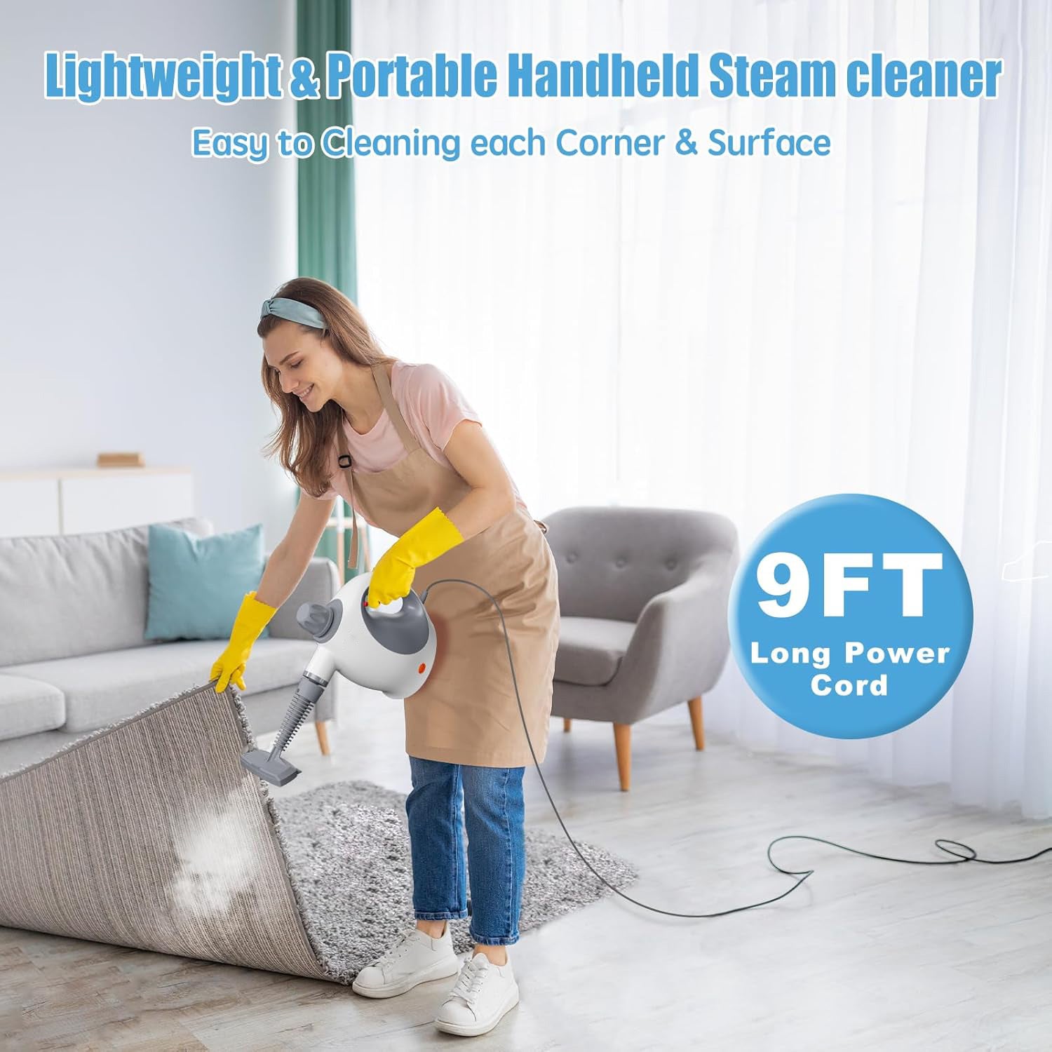 Powerful Handheld Steam Cleaner - 500ml Tank, 12 Accessories for Deep Cleaning All Surfaces - Perfect for Kitchen, Bathroom, and Car!