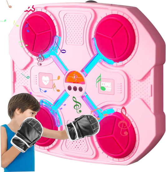Wall Mounted Interactive Music Punching Bag Boxing Machine with Music & LED Lights, Smart Punching Bag with Gloves for Fitness Fun, Adults & Kids Gym Workout