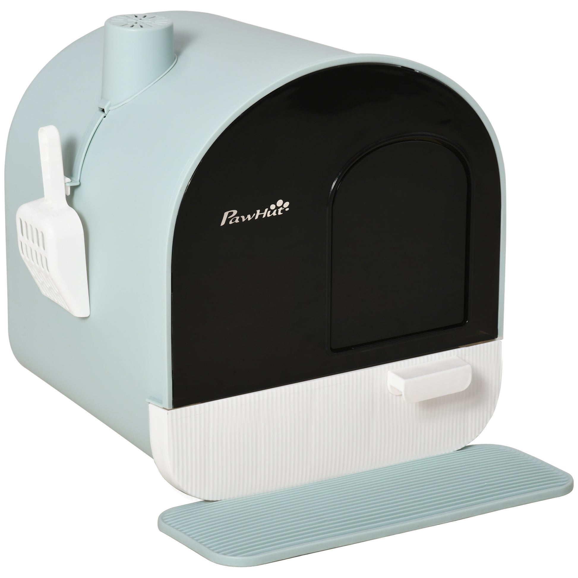 Cat Litter Box with Lid, Indoor Cat with Tray, Spoon, Strainer