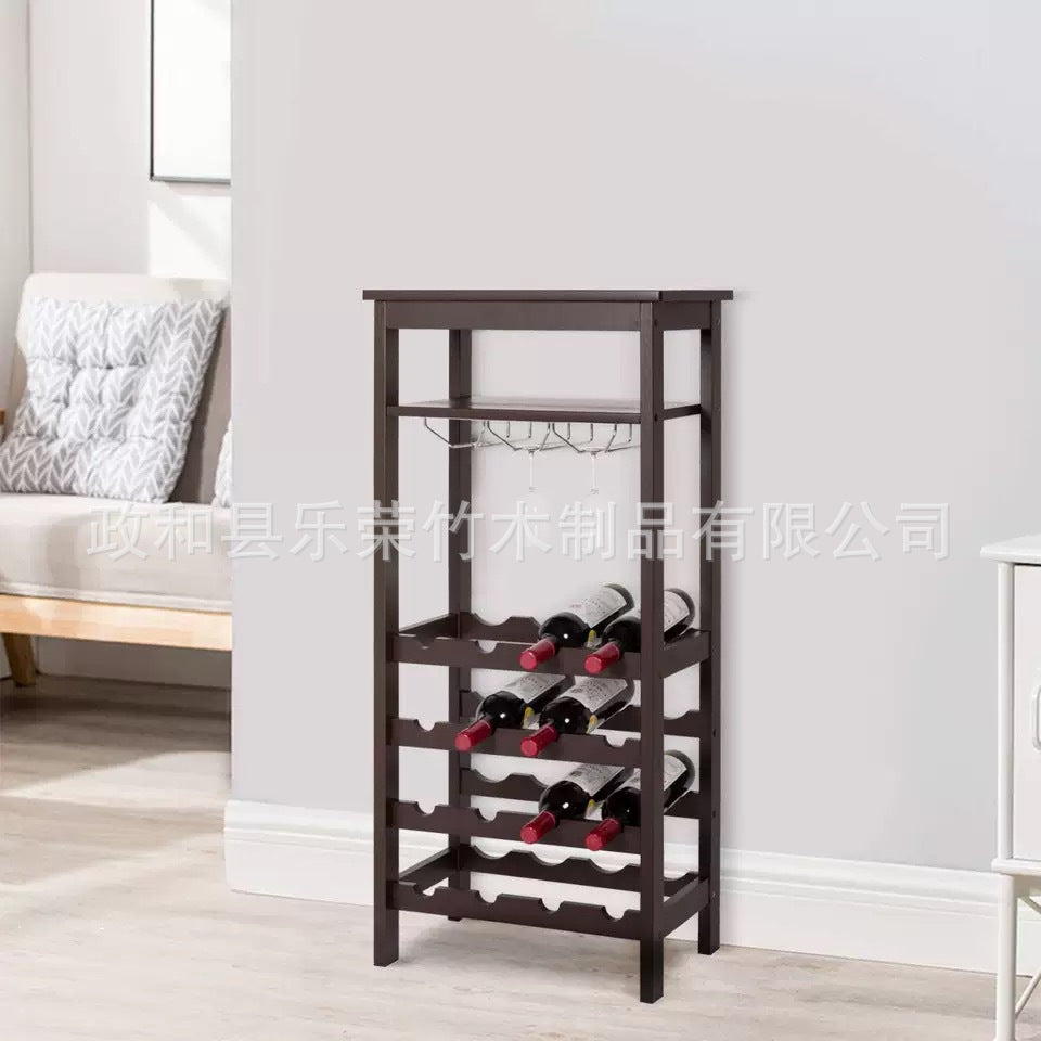 Red Wine Cabinet Display Rack Wall-Mounted Small Red Wine Bottle Rack Bamboo Wine Rack Red Wine Table Simple Wine Rack