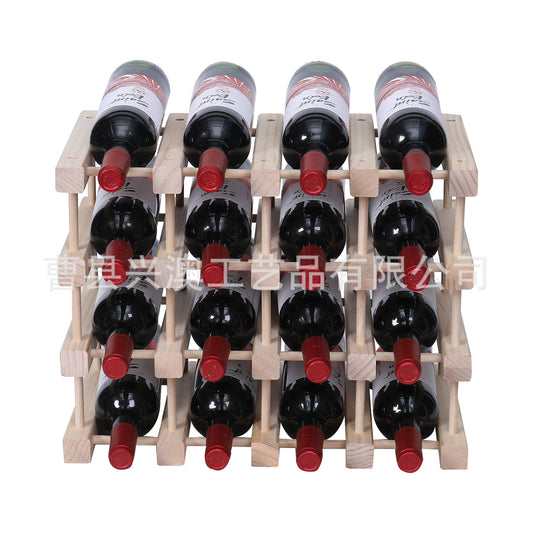 Simple Decorative Solid Wood Wine Rack DIY Wooden Wine Rack Assemblable Display Rack Multi-bottle Stacking Storage Rack