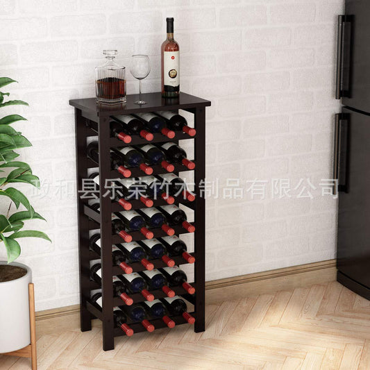 Red Wine Cabinet Display Rack Wall-Mounted Small Red Wine Bottle Rack Bamboo Wine Rack Red Wine Table Simple Wine Rack