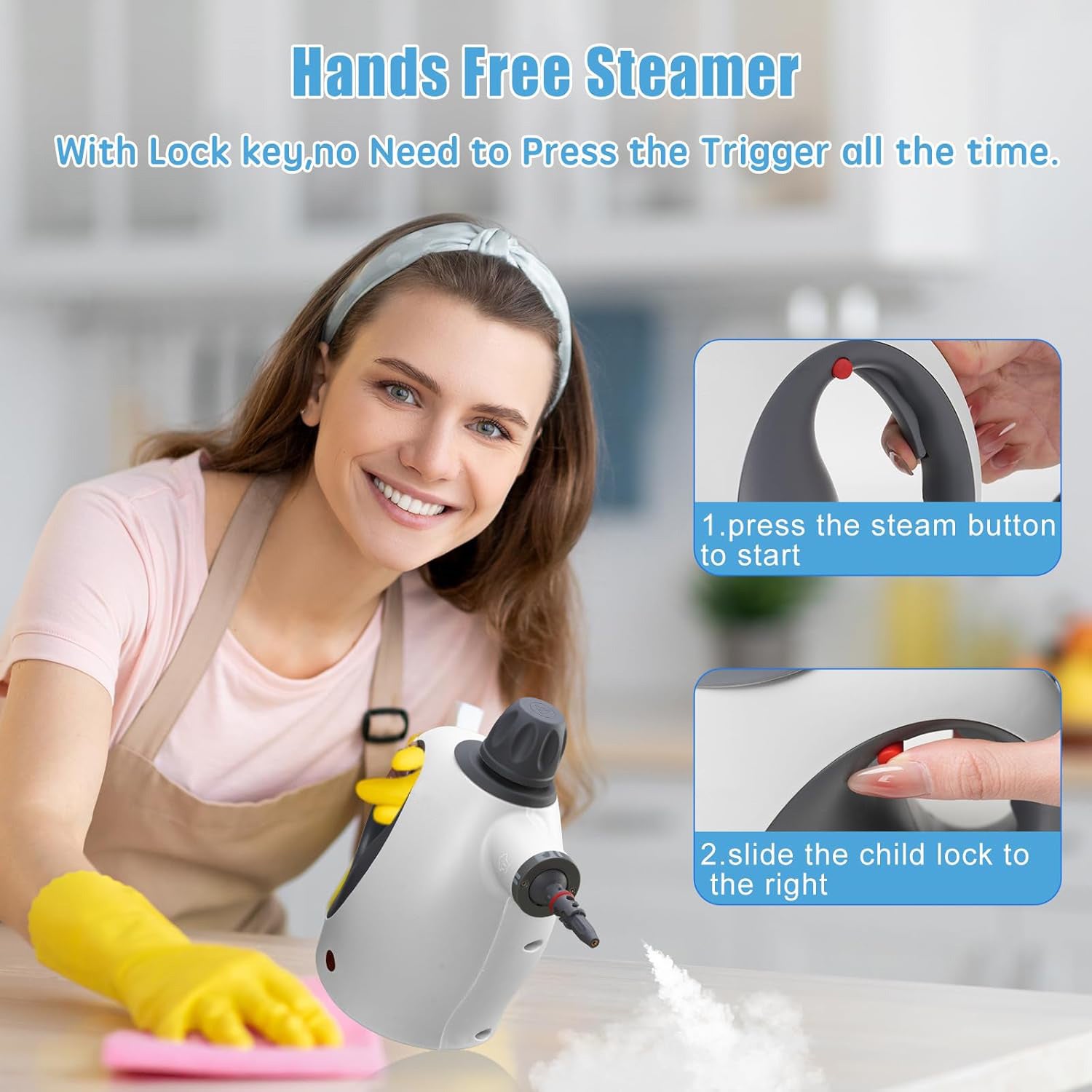 Powerful Handheld Steam Cleaner - 500ml Tank, 12 Accessories for Deep Cleaning All Surfaces - Perfect for Kitchen, Bathroom, and Car!