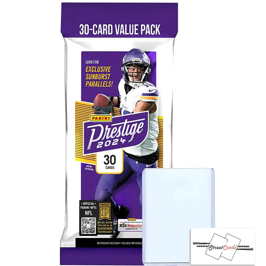 2024 Panini Prestige Football NFL Jumbo Value Pack with 30 Trading Cards + 1 Toploader + STREETCARDS Magnet!