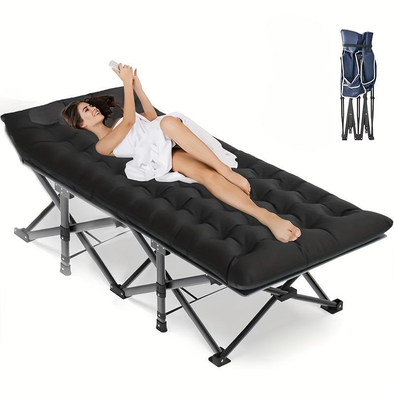 Easy to Fold Portable Recliner Black Comfortable Thick Cushion Suitable for Home Office,Notethis Pallet Is Shipped by Average Freight