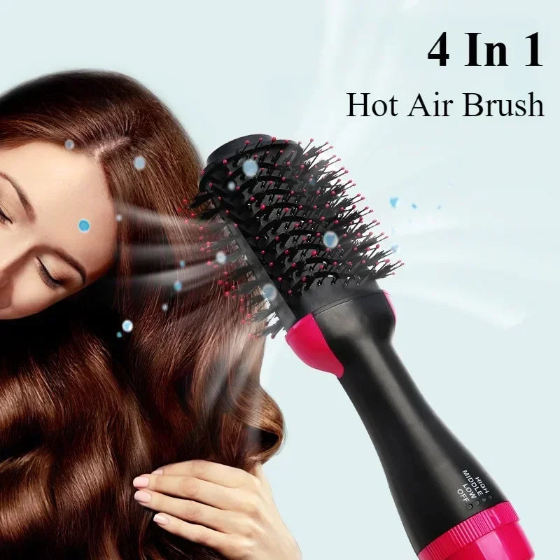 4 in 1 Hot Air Brush Styling Comb One-Step Heating Comb Hair Straightening Brush for Straight Curly Professional Hair Dryers