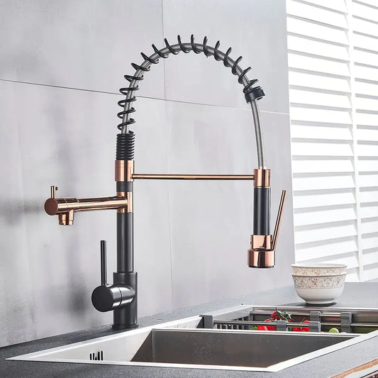 Elegant Copper Alloy Retractable Kitchen Mixer